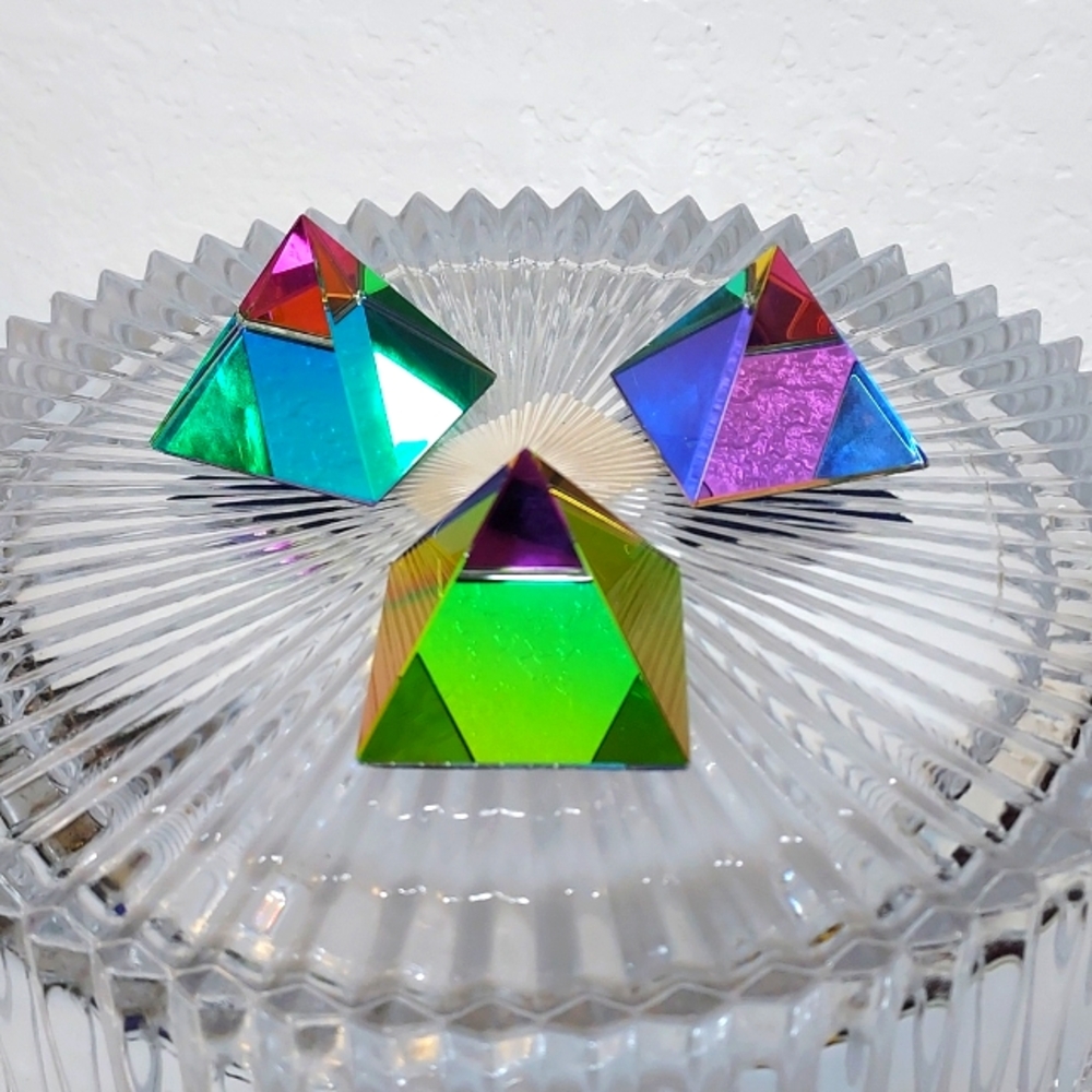 Rainbow Austrian Crystal Pyramids Multi-Colored Prism 3-bundle
